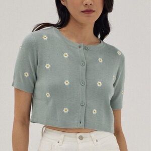 Love, Bonito Floral Button-Up Cropped Cardigan